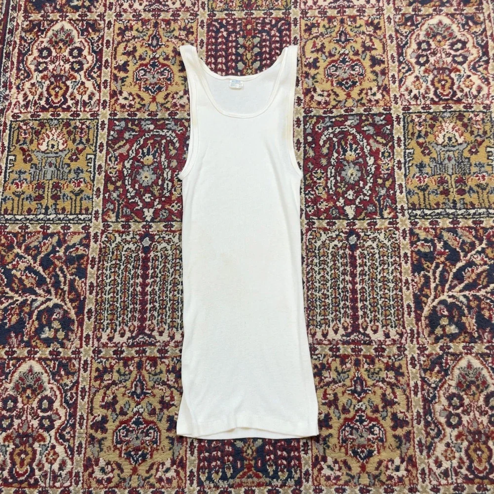 VTG 60s Towncraft JCPenney White Ribbed Tank Top Undershirt M Cotton Blend USA